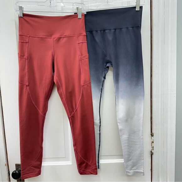 2 Zyia Active athletic leggings pockets terracotta black ombre women's 4 & small - Picture 2 of 7